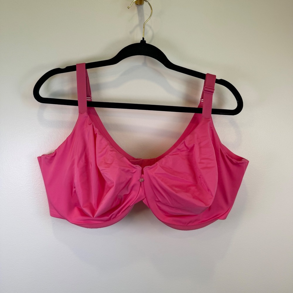 Cacique Pink Smooth Unlined Underwire Bra 44G Full Coverage Adjustable Straps